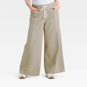 Universal Thread Wide Leg Drawstring Pants in Light Olive/Tan